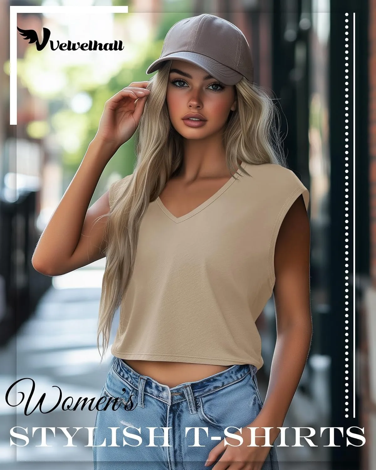 4 Pack Women's V Neck Cropped Tops Cap Sleeves Short T Shirts Loose Fit Casual Summer Cotton Crop Basic Solid Tees