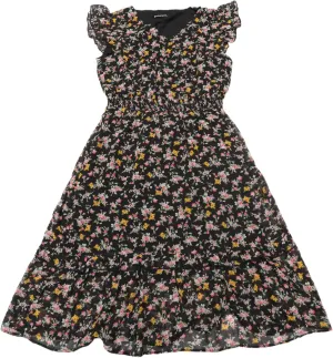 Allegra K Women's Summer Floral Dress Flutter Sleeve V Neck Ruffle Casual Beach Vacation Smocked Dresses