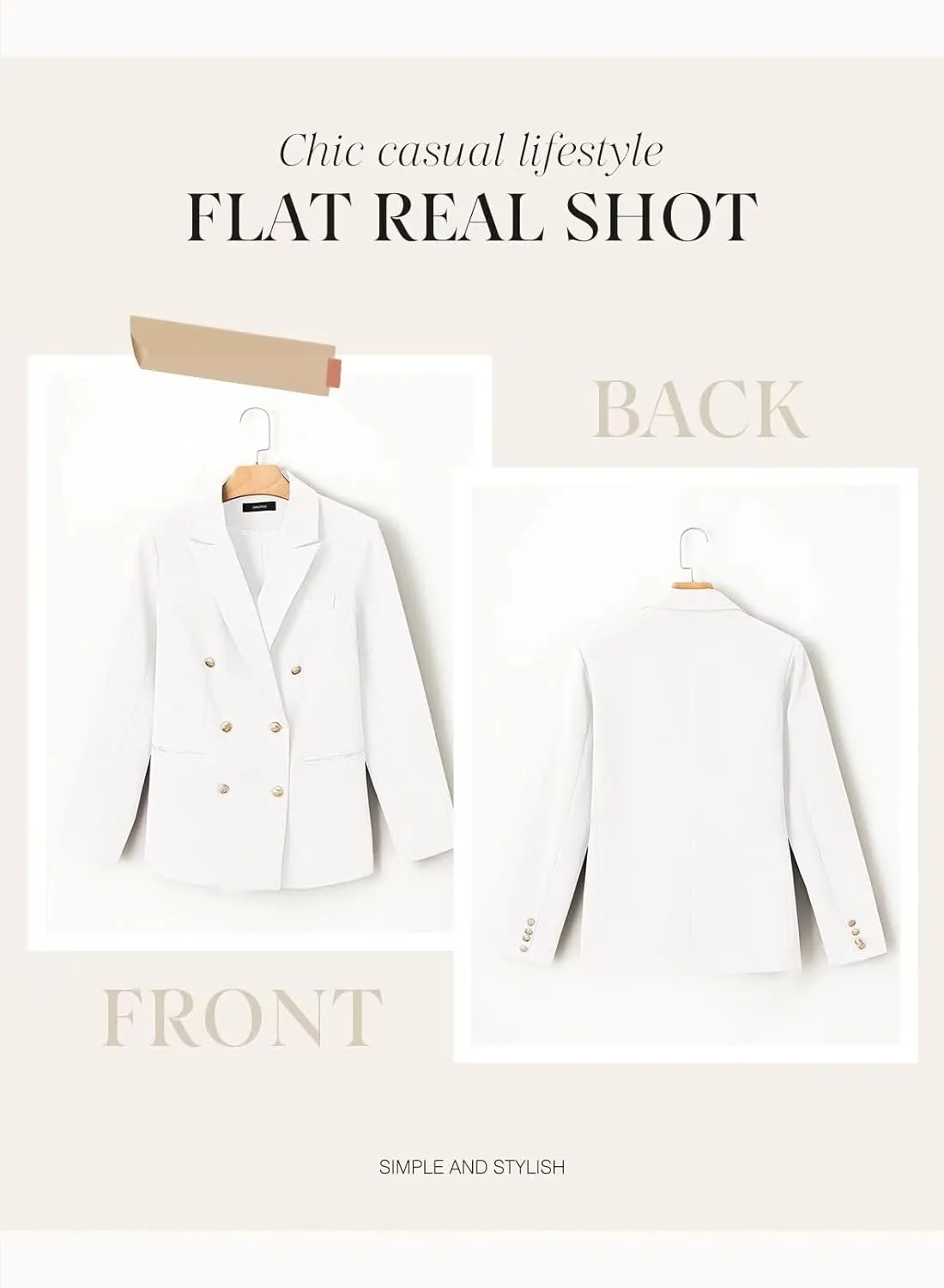 Dokotoo Womens Double Breasted Blazer Jackets Casual Blazers Open Front Long Sleeve Lapel Collar Work Office Jackets Blazer