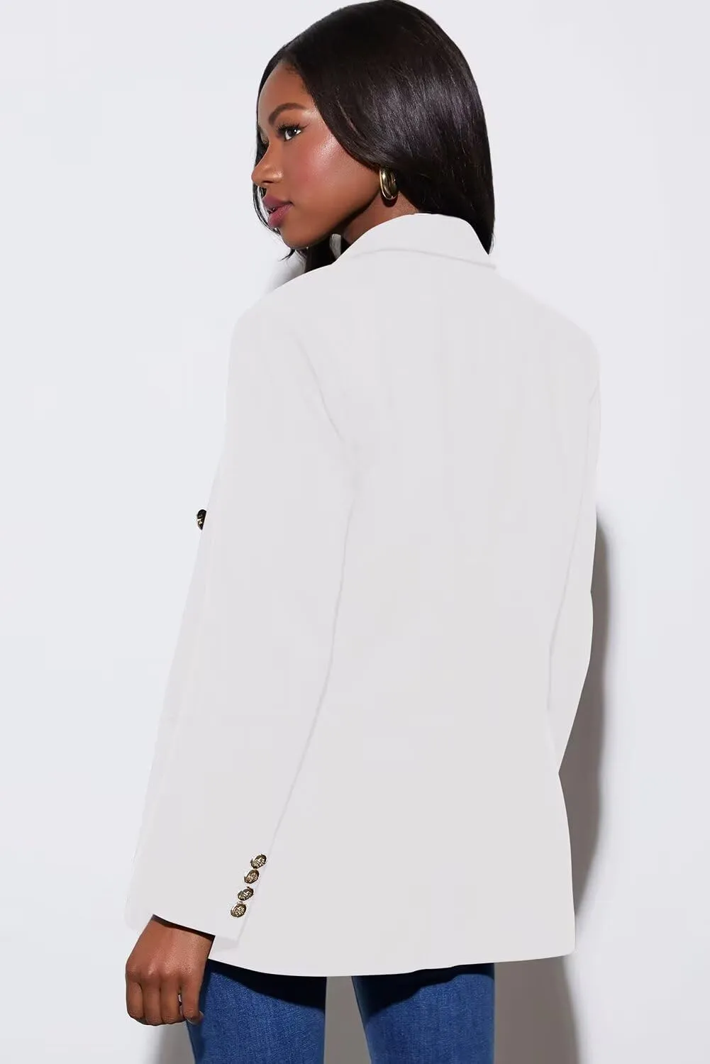 Dokotoo Womens Double Breasted Blazer Jackets Casual Blazers Open Front Long Sleeve Lapel Collar Work Office Jackets Blazer