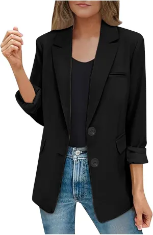 Firzero Womens Blazers for Work Casual 2024 Business Coats Dressy Loose Button Down Cardigan Work Suit Jacket