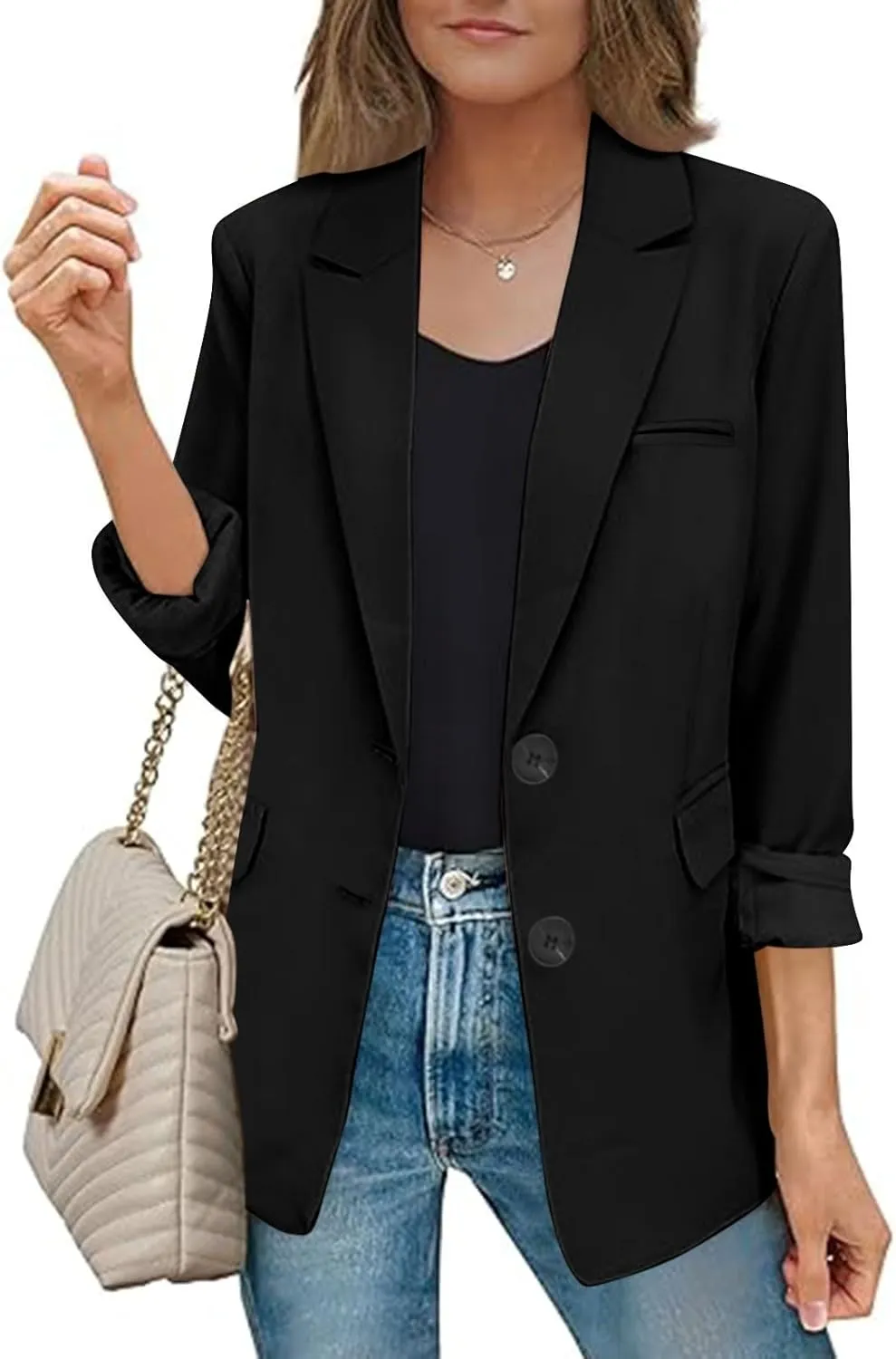 Firzero Womens Blazers for Work Casual 2024 Business Coats Dressy Loose Button Down Cardigan Work Suit Jacket
