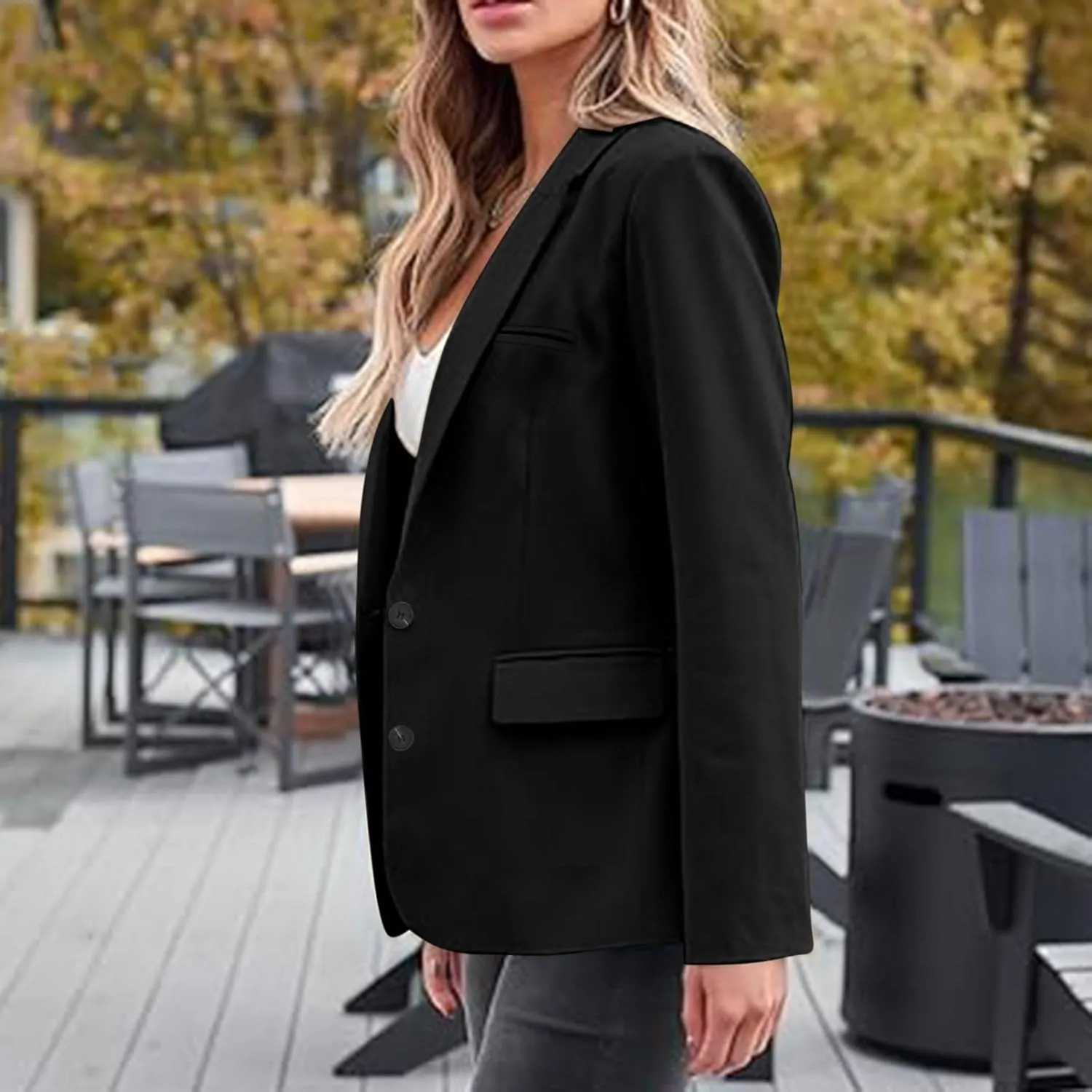 Firzero Womens Blazers for Work Casual 2024 Business Coats Dressy Loose Button Down Cardigan Work Suit Jacket
