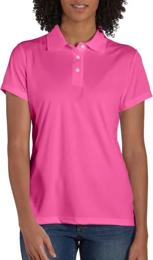 Hanes Sport Women's Cool DRI Performance Polo,Wow Pink,Medium