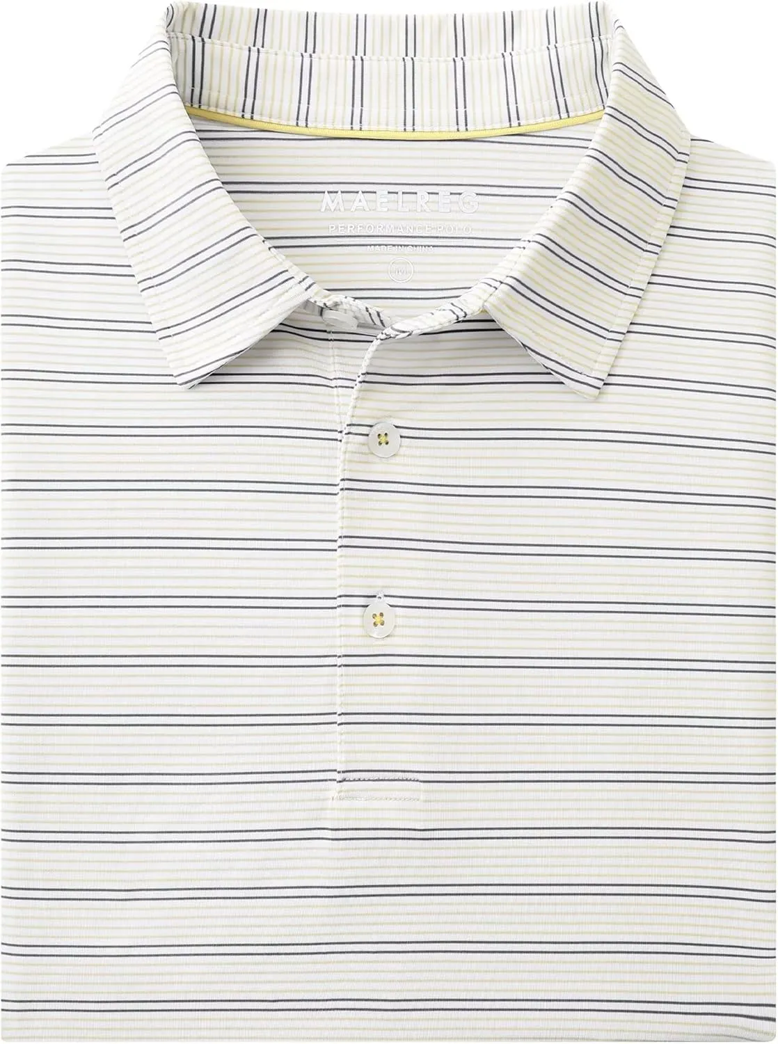 M MAELREG Mens Golf Shirts Dry Fit Moisture Wicking Performance Sports Short Sleeve Striped Collared Polo Shirts for Men