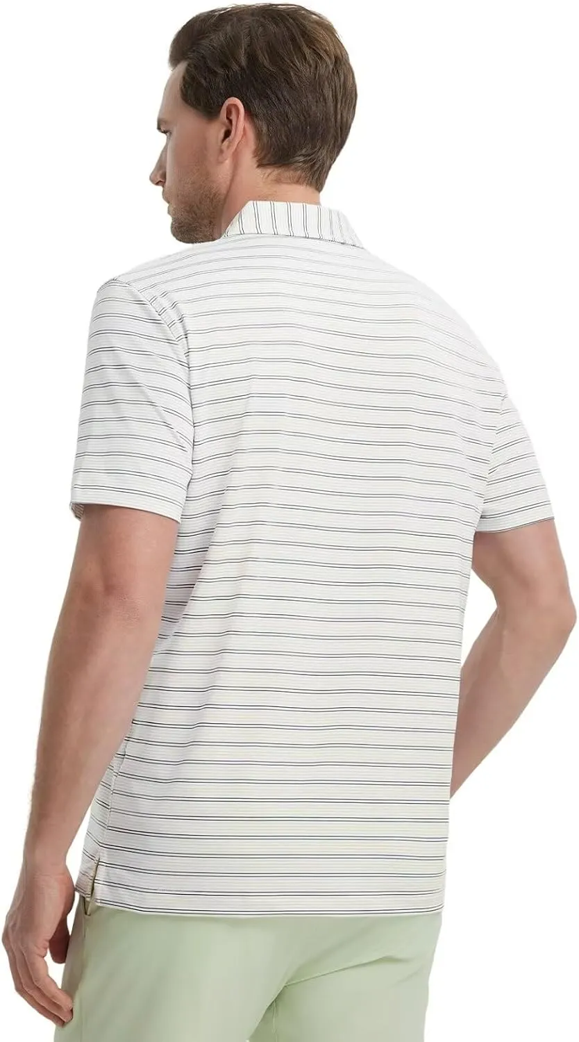M MAELREG Mens Golf Shirts Dry Fit Moisture Wicking Performance Sports Short Sleeve Striped Collared Polo Shirts for Men