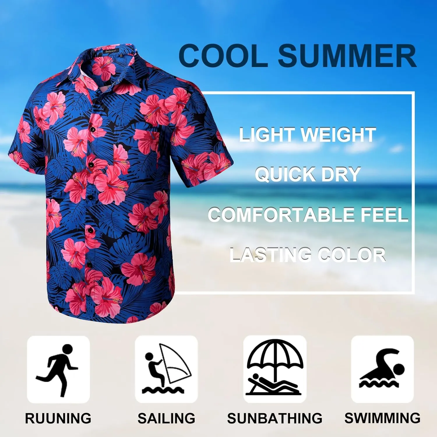 Men's Hawaiian Shirts Short Sleeve Casual Floral Button Down Tropical Shirt Summer Holiday Beach Aloha Hawaii Shirt