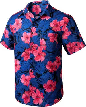Men's Hawaiian Shirts Short Sleeve Casual Floral Button Down Tropical Shirt Summer Holiday Beach Aloha Hawaii Shirt