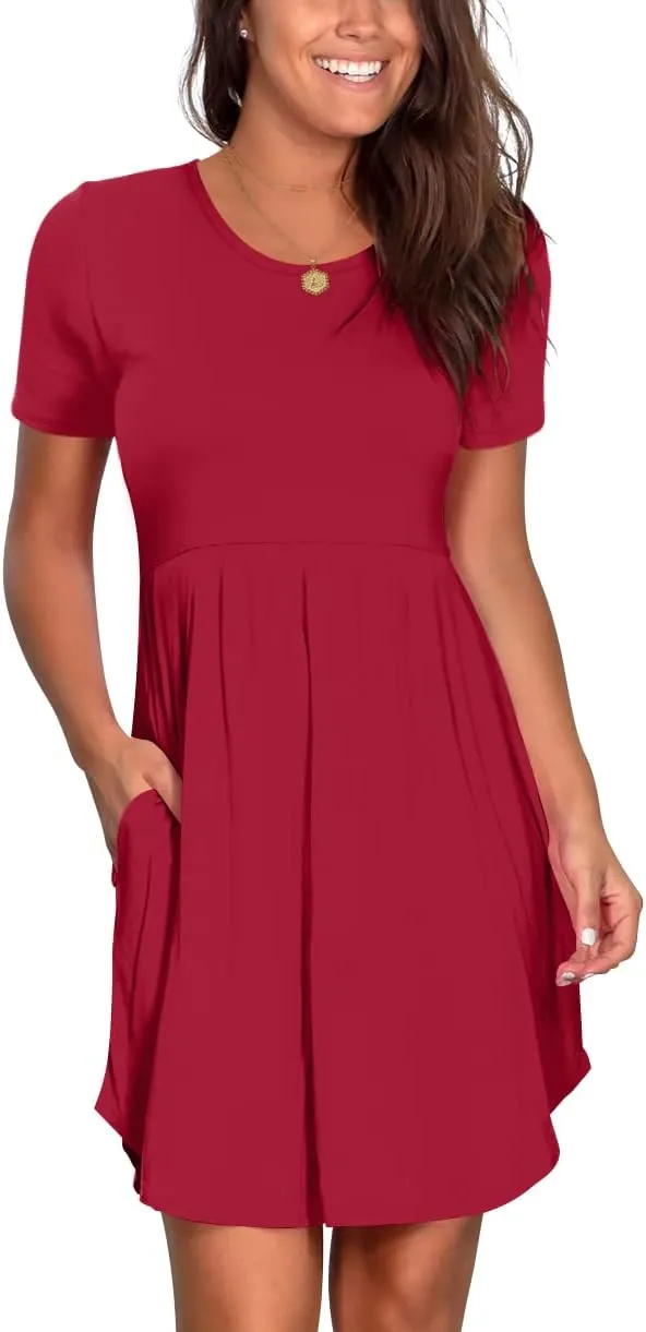 Nova In Sky Women's 2025 Casual Dresses Short Sleeve Summer Dress Loose Fit Sundress with Pockets