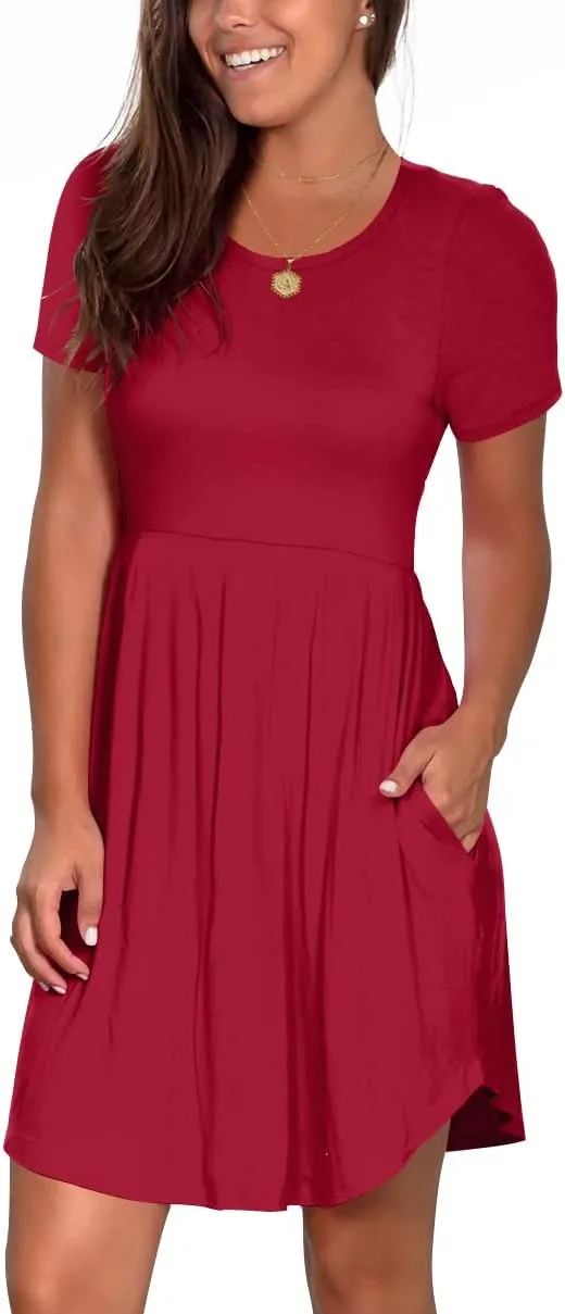 Nova In Sky Women's 2025 Casual Dresses Short Sleeve Summer Dress Loose Fit Sundress with Pockets
