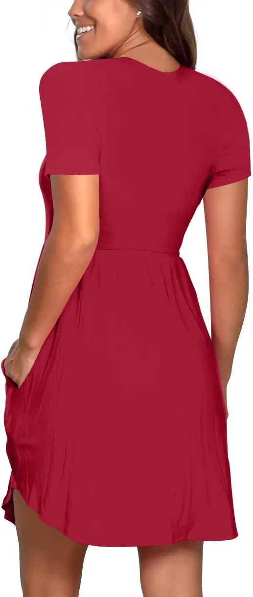 Nova In Sky Women's 2025 Casual Dresses Short Sleeve Summer Dress Loose Fit Sundress with Pockets