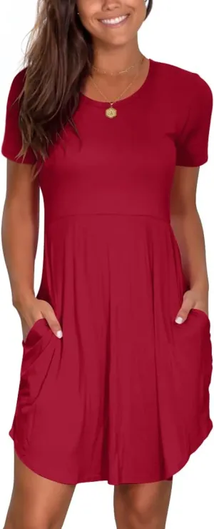 Nova In Sky Women's 2025 Casual Dresses Short Sleeve Summer Dress Loose Fit Sundress with Pockets