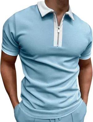 Rela Bota Men's Short Sleeve Polo Shirts Fashion Zipper Polos Casual Slim Fit T-Shirt
