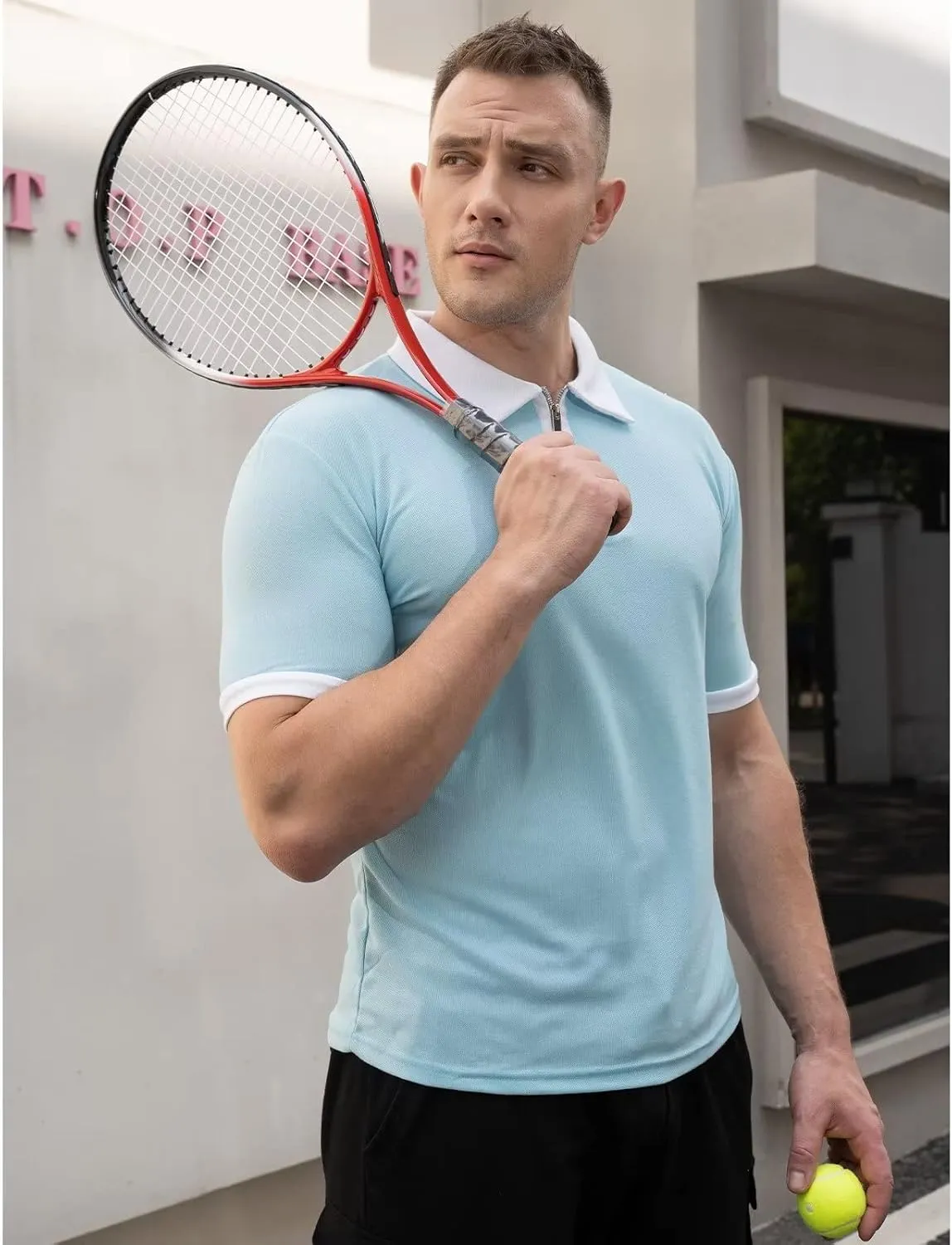 Rela Bota Men's Short Sleeve Polo Shirts Fashion Zipper Polos Casual Slim Fit T-Shirt